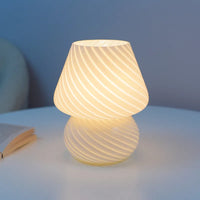 Lampe led verre veilleuse rayée champignon