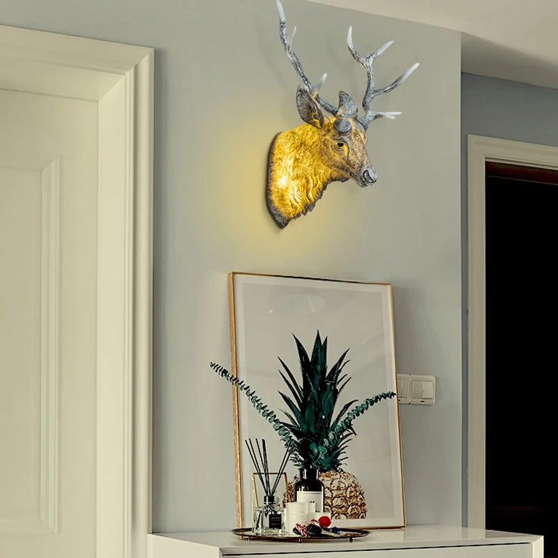applique murale moderne en bois de cerf avec lumière led décorative - vue 3 sur 14