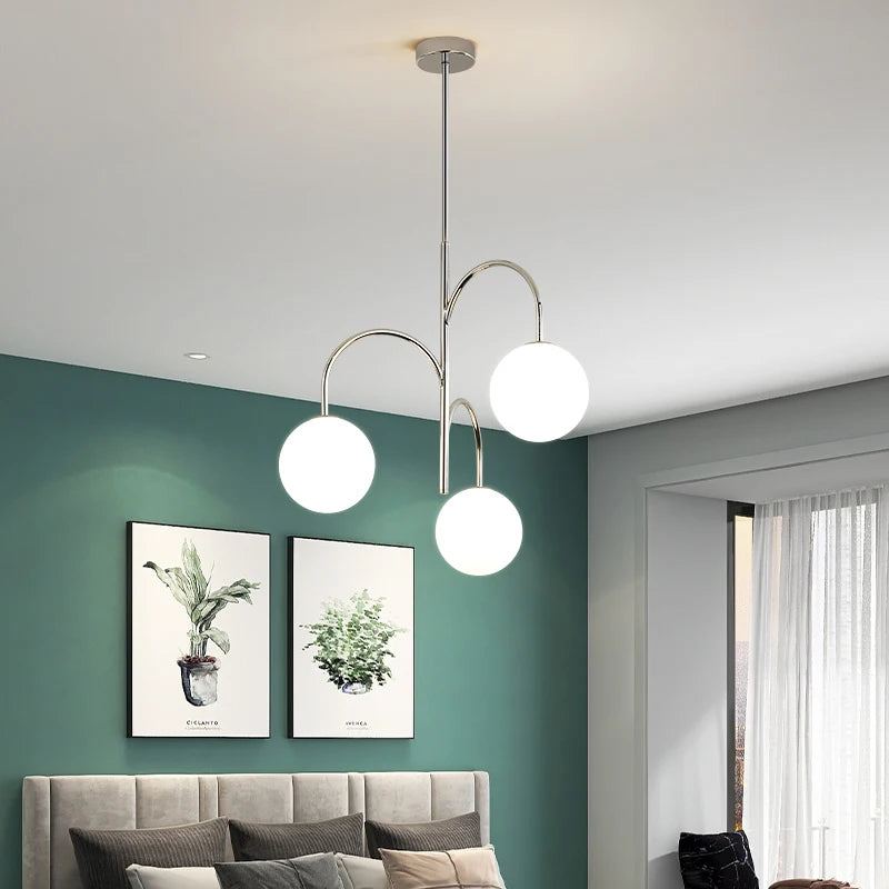 lustre moderne en fer et verre pour décoration intérieure - vue 4 sur 7