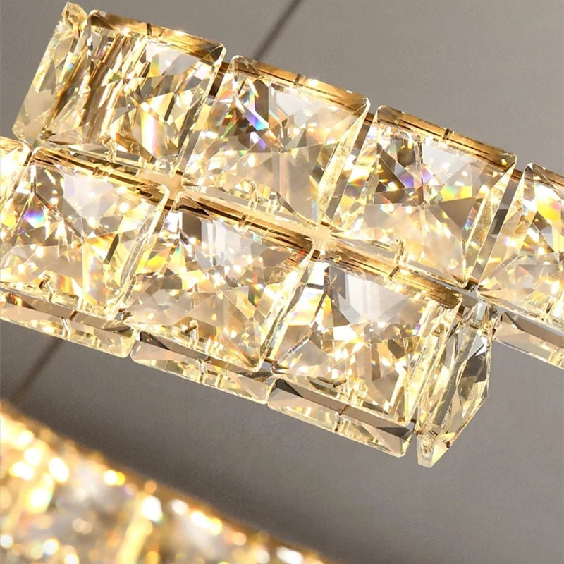 lustre nordique en cristal acier inoxydable miroir led intérieur - vue 3 sur 12