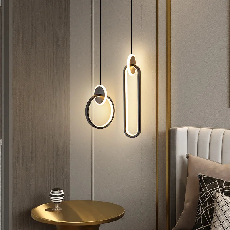 lustre long câble minimaliste suspendu rond 2022 - vue 3 sur 12