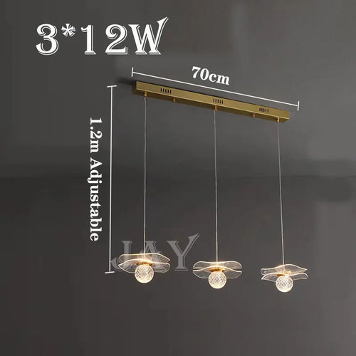suspension moderne en forme de feuille de lotus personnalisable en cristal - vue 13 sur 13