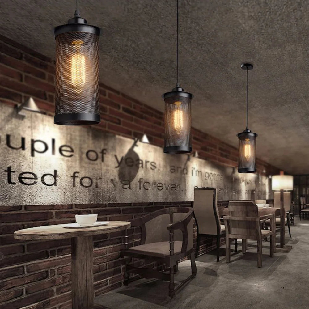 E27 Industrial Cage Ceiling Pendant Light,Wire Cage Loft Pendant Lamp Shade Small Hanging Lighting Fixture - vue 3 sur 6