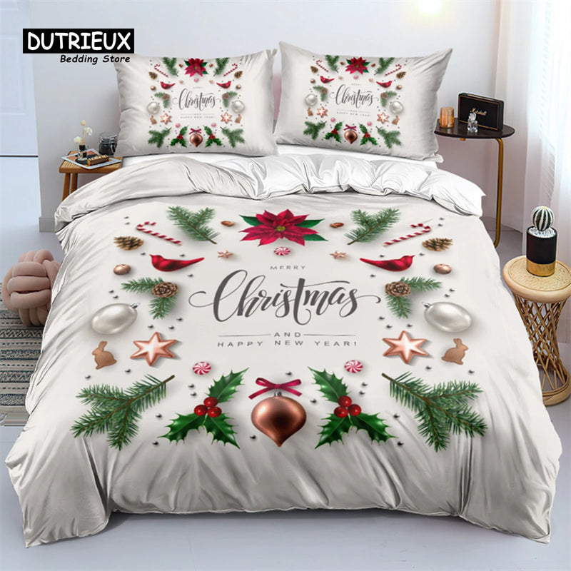 ensemble de literie blanc joyeux noël en microfibre pour toutes les tailles