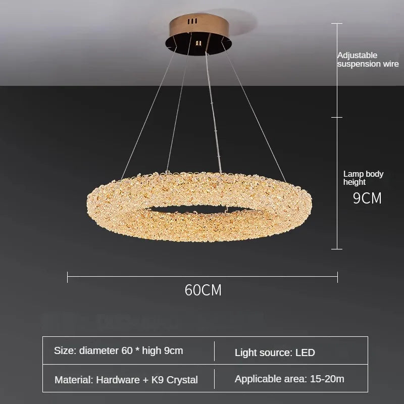 lustre en cristal k9 design élégant pour éclairage moderne - vue 12 sur 13