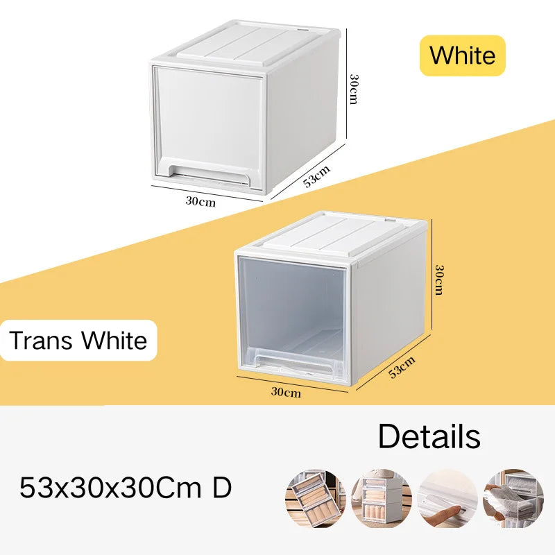 tiroirs empilables en plastique transparent pour rangement pratique
