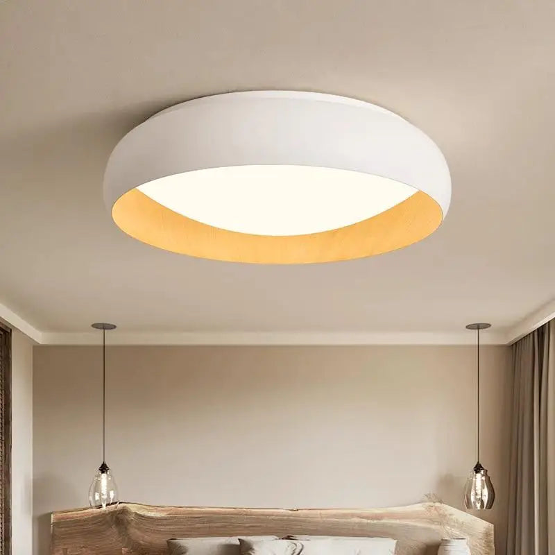 lampe minimaliste japonaise rétro circulaire anti éblouissement éclairage doux - vue 4 sur 12