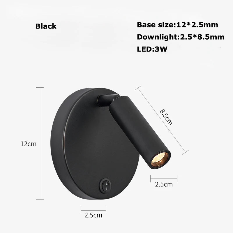 applique murale led rotative avec interrupteur pour lecture