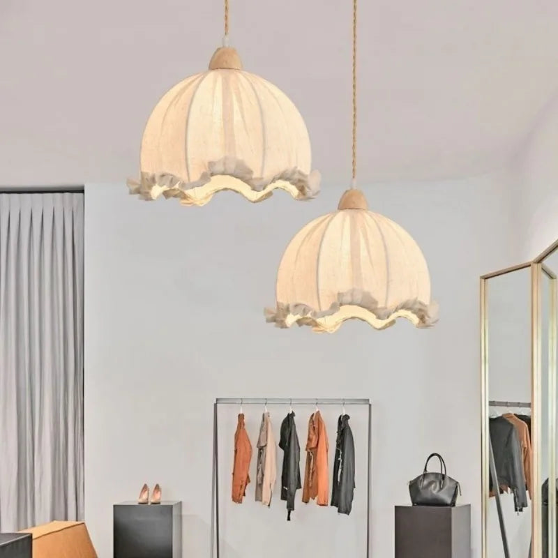 Lustre nordique en tissu de coton et de lin - vue 4 sur 16