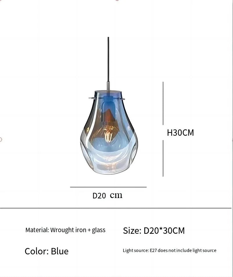 Suspension design moderne simple créatif en verre led nordique macaron - vue 10 sur 10