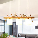 lustre nordique en bois massif avec oiseaux pour décoration intérieure