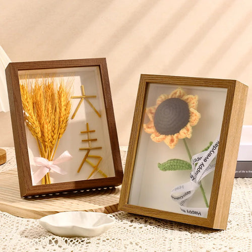 cadre photo flottant transparent avec fleurs séchées décoratif et artisanal - vue 2 sur 10