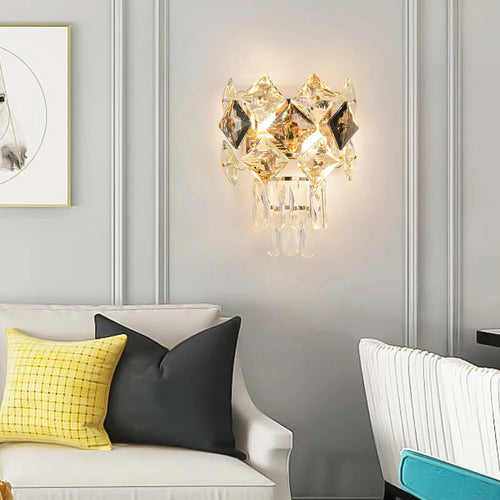 applique murale led en cristal et acier inoxydable pour intérieur moderne - vue 3 sur 18