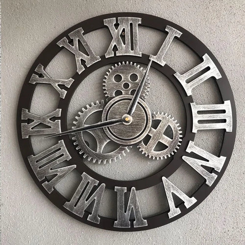 horloge murale rétro silencieuse style industriel décoration moderne - vue 2 sur 10