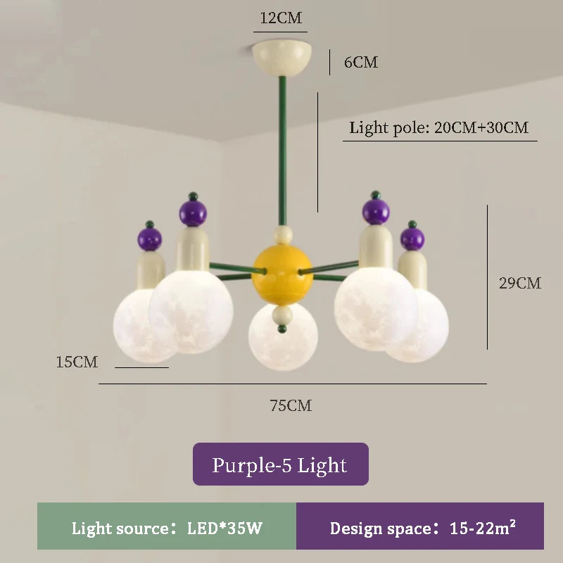 lustre moderne pour chambre d'enfants design nordique lumineux et coloré - vue 8 sur 12