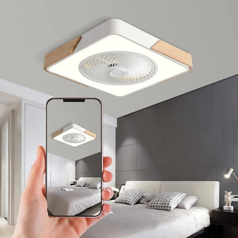 plafonnier led intelligent ventilateur de plafond moderne télécommande design fin - vue 2 sur 7