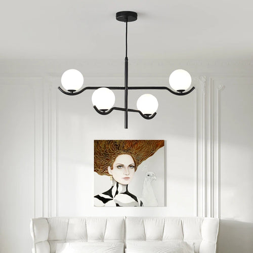 lustre design moderne en verre et métal luminaires suspendus - vue 5 sur 9