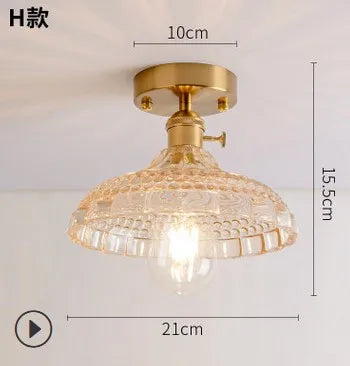 plafonnier moderne japonais en verre sculpté rétro élégant - vue 12 sur 18