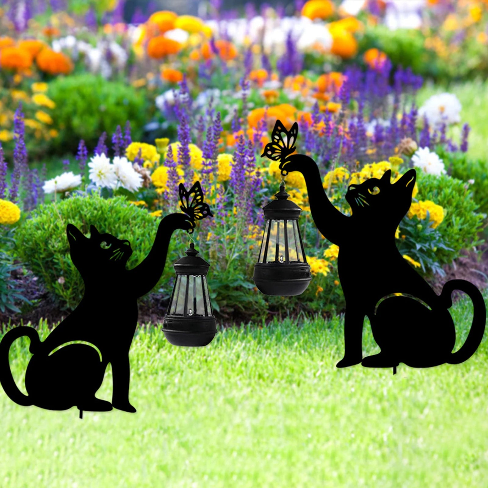 lanterne solaire suspendue silhouette de chat décorative étanche multifonctionnelle - vue 2 sur 6