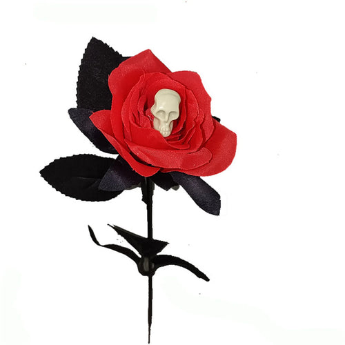 décoration gothique dHalloween avec fleurs artificielles et tête de mort - vue 11 sur 11