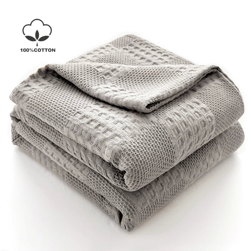 plaid coton gaufré léger pour canapé et chambre - vue 2 sur 7