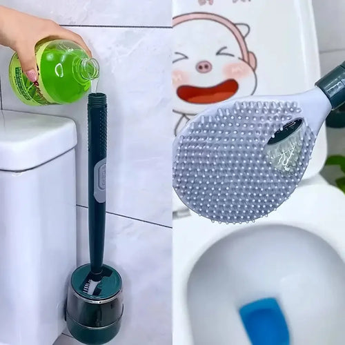 ensemble brosse de toilette avec support mural et manche long - vue 6 sur 8