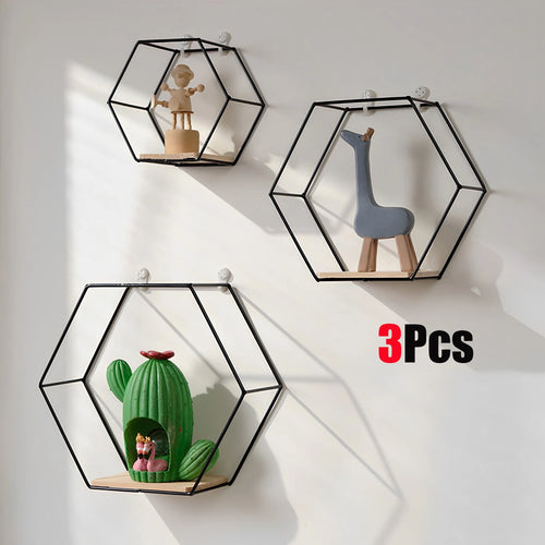 lot de 3 étagères murales flottantes hexagonales pour décoration maison