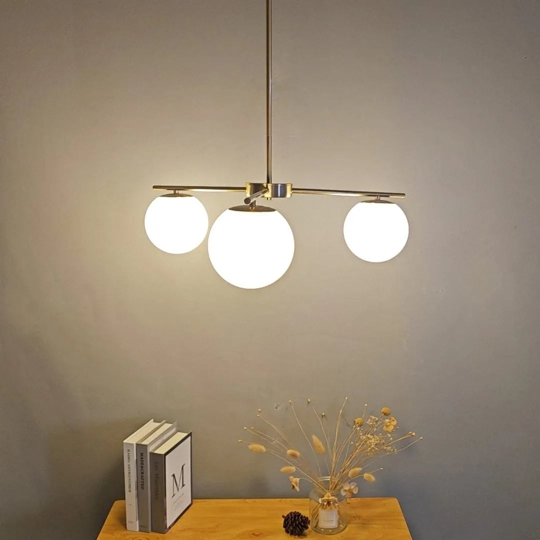 lustre nordique moderne en verre laiteux pour décoration maison - vue 3 sur 7