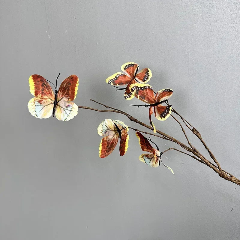 branche de papillon artificielle avec fausses fleurs décoratives pour jardin