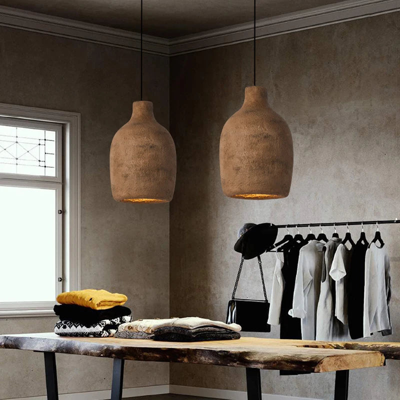suspension led design rétro nordique wabi sabi pour décoration maison - vue 3 sur 8