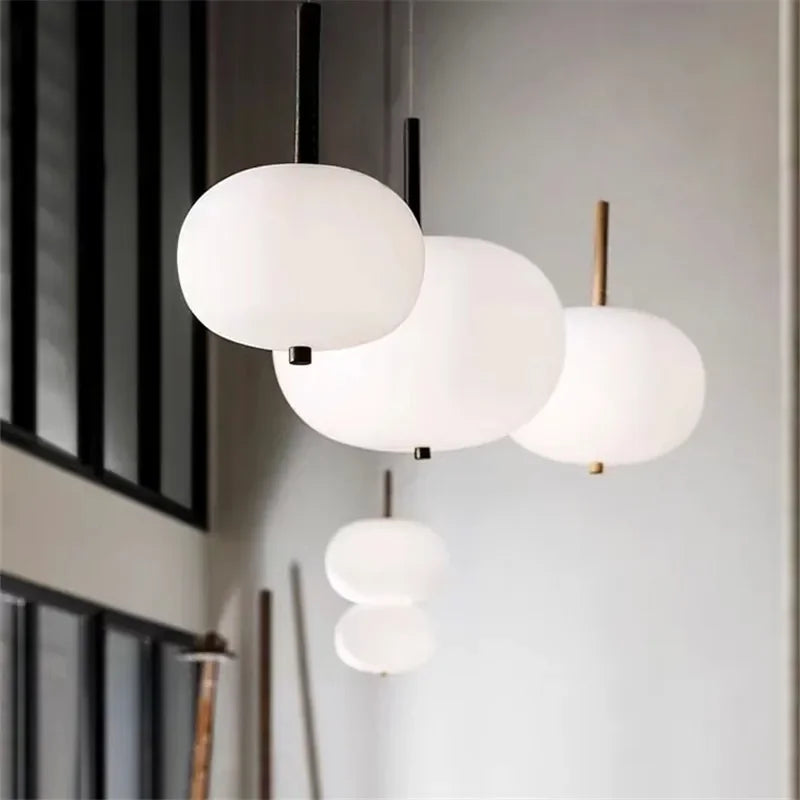 lustre nordique en verre avec suspension led pour décoration - vue 6 sur 12