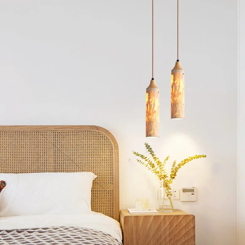 suspension en bois et pierre naturelle pour intérieur décoratif - vue 2 sur 11