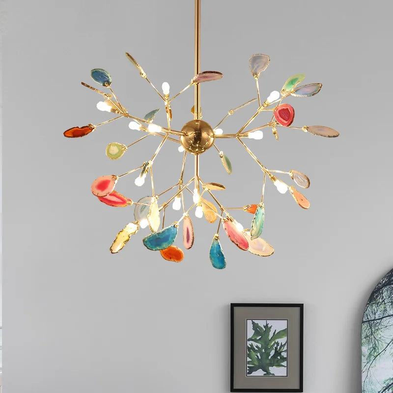 plafonnier led en agate naturelle pour décoration romantique intérieure - vue 3 sur 9