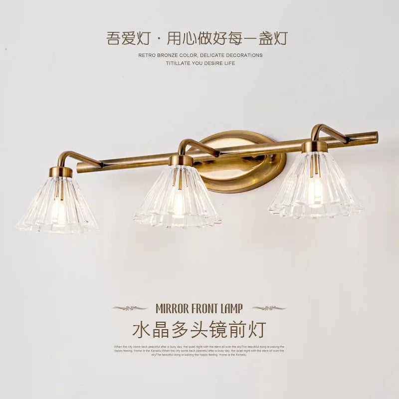 applique murale vintage led 2 ou 4 têtes abat-jour bronze clair - vue 3 sur 8