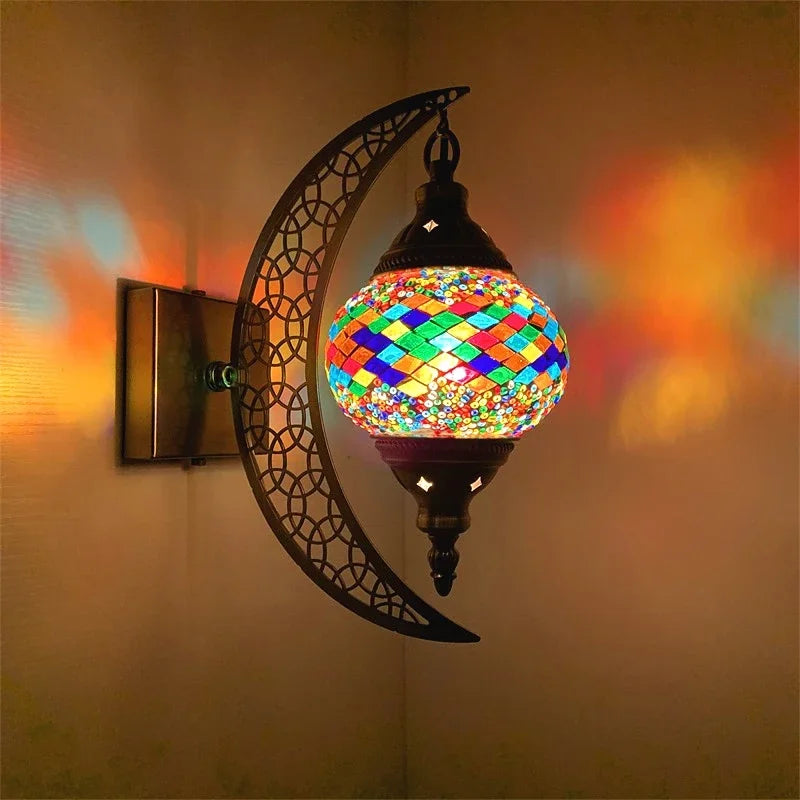applique murale rétro bohème en forme de lune décorative artisanale - vue 13 sur 14