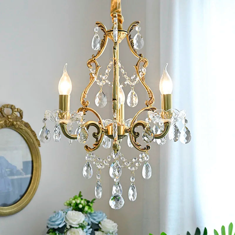 lustre rétro élégant avec perles de cristal loft décor - vue 4 sur 6