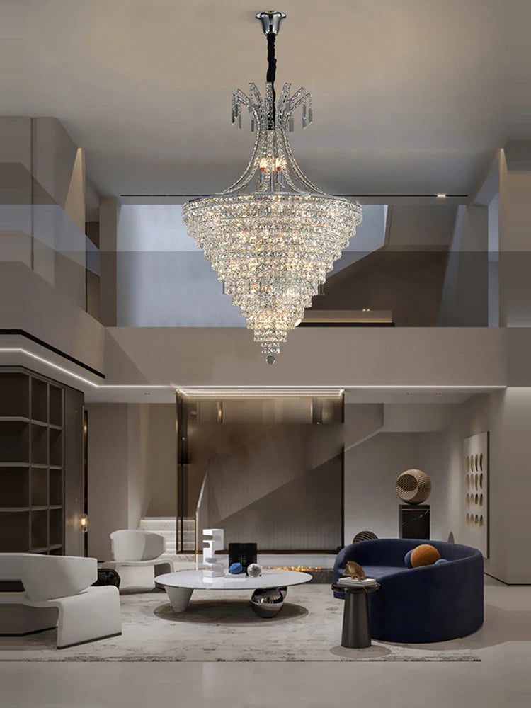 lustre en cristal chrome pour éclairage intérieur élégant - vue 6 sur 11