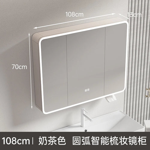 armoire circulaire en aluminium avec miroir éclairage intelligent et rangement - vue 26 sur 32