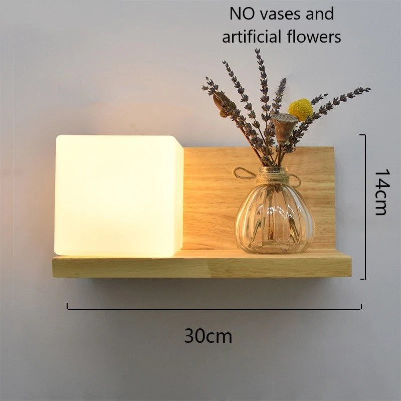 applique murale led en bois avec pot de plante nordique - vue 9 sur 23