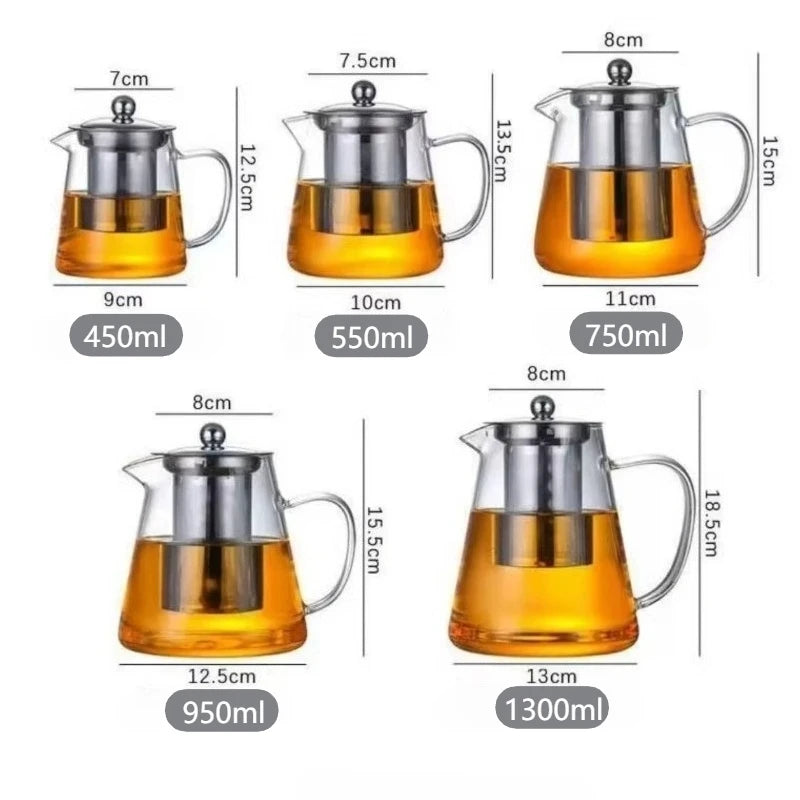 Théière verre borosilicate infuseur amovible acier kungfu - vue 7 sur 11