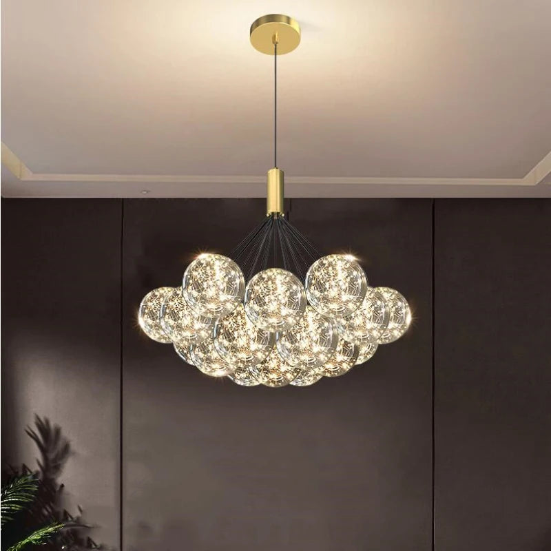 lustre boule à bulles en verre pour éclairage romantique moderne - vue 2 sur 11