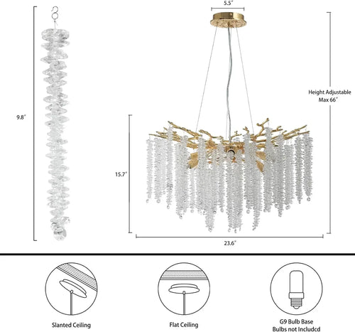 lustre en cristal design goutte d'eau pour intérieur élégant - vue 8 sur 7