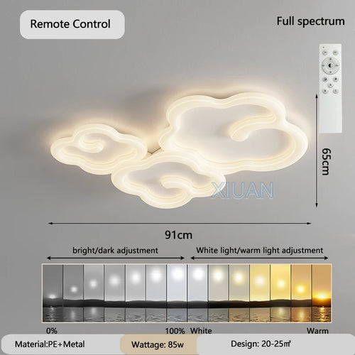 lustre scandinave nuage blanc avec télécommande optionnelle led - vue 11 sur 16