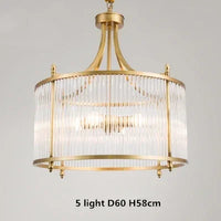 lustre moderne en cuivre avec tubes de verre led
