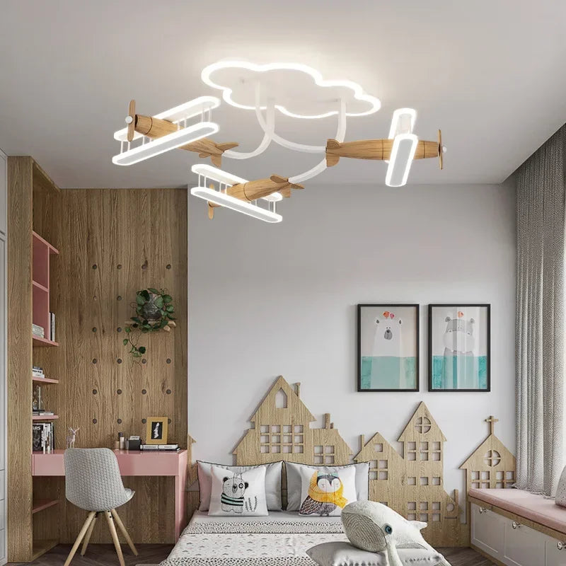 lustre avion pour chambre enfant avec télécommande - vue 3 sur 8