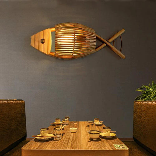 applique murale décorative rétro en bambou tissé poisson pour café et hôtel - vue 5 sur 8