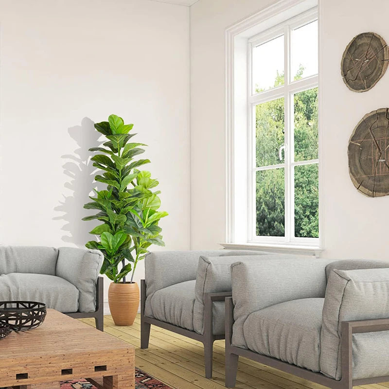 arbre tropical artificiel avec grandes branches et feuilles en plastique - vue 5 sur 12