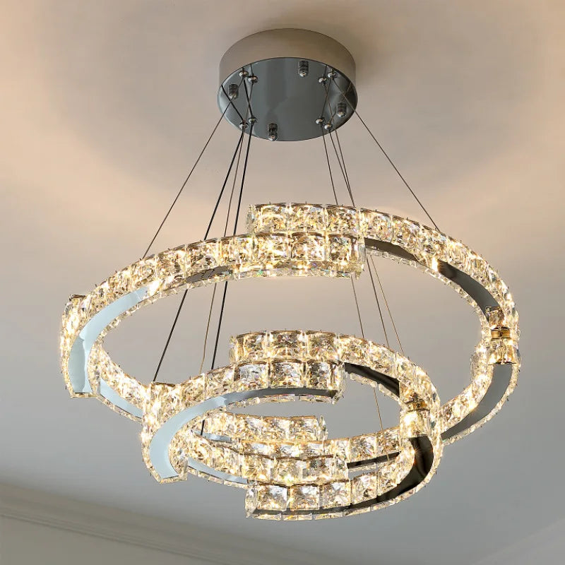 Modern Luxury K9 Crystal Led Chandelier In Dining Room, Nordic Living Room, Kitchen Lights, Bar, Bedroom Lighting Chandelier - vue 4 sur 13