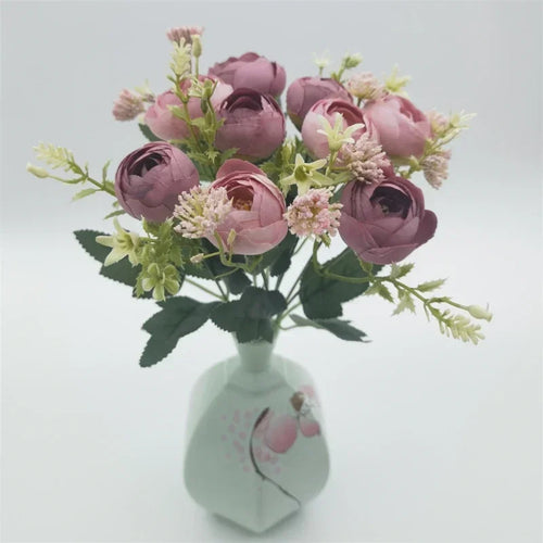bouquet de roses en soie décoration de jardin fleurs artificielles - vue 4 sur 12