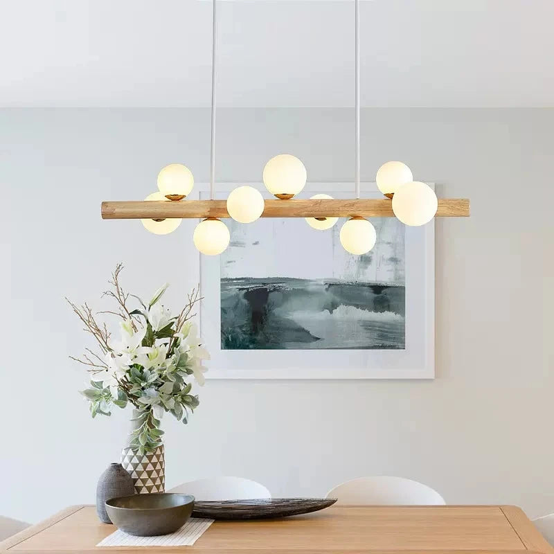 lustre en bois éclairage suspendu style moderne minimaliste - vue 3 sur 13